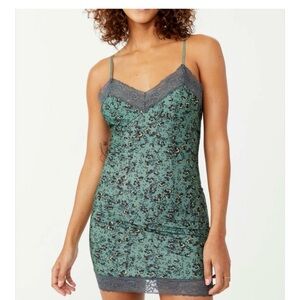 Free People | “No Secrets” Slipdress in Aqua Combo | size L